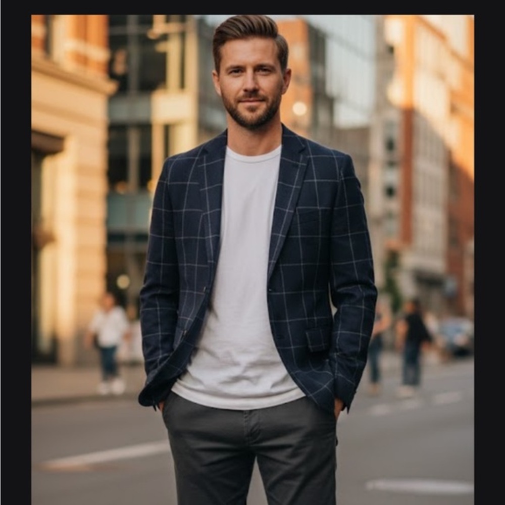 Jachs New York Classic Navy Windowpane Blazer